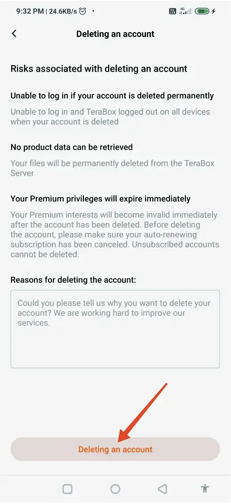Delete your account